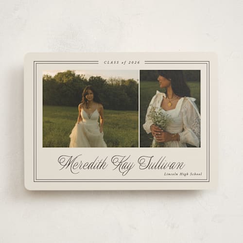 This is a almond graduation announcements with standard by Brianne Larsen called timeless border printing on recycled smooth signature in standard