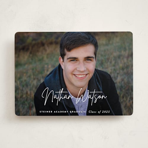 This is a pearl graduation announcements with standard by Sara Hicks Malone called signed printing on recycled smooth signature in standard