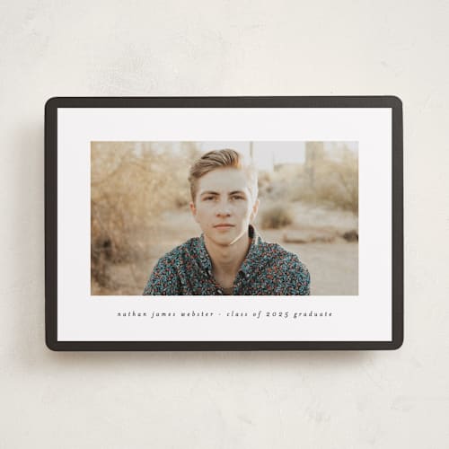 This is a charcoal graduation announcements with standard by Lea Delaveris called wrapped printing on recycled smooth signature in standard