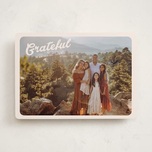 This is a buttercream thanksgiving cards invitations with standard by Morgan Kendall called vintage postcard printing on recycled smooth signature in standard