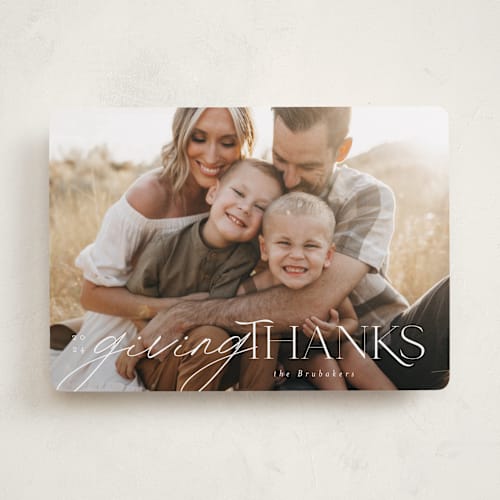 This is a alabaster thanksgiving cards invitations with standard by Cindy Reynolds called the giving season printing on recycled smooth signature in standard