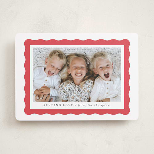 This is a crimson valentines day with standard by Sara Hicks Malone called scallop edge printing on recycled smooth signature in standard