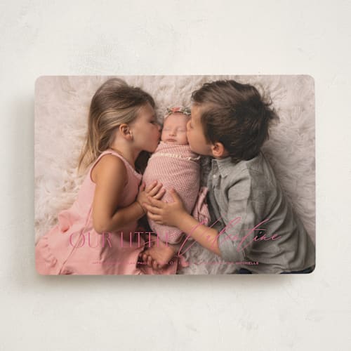 This is a bubblegum valentines day with standard by Sarah Cohn called the little valentine printing on recycled smooth signature in standard
