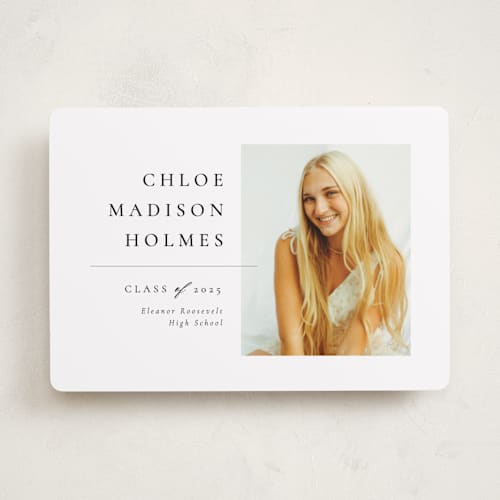 This is a snow graduation announcements with standard by Meggy Masters called divided printing on recycled smooth signature in standard