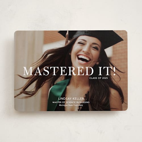 This is a snow graduation announcements with standard by Stacie Stankos called mastered it printing on recycled smooth signature in standard
