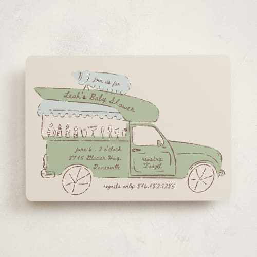 This is a avocado baby shower invitations with standard by Gwen Bedat called milk truck printing on signature in standard