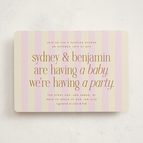 This is a petal baby shower invitations with standard by Ellen Schlegelmilch called we're having a party printing on signature in standard