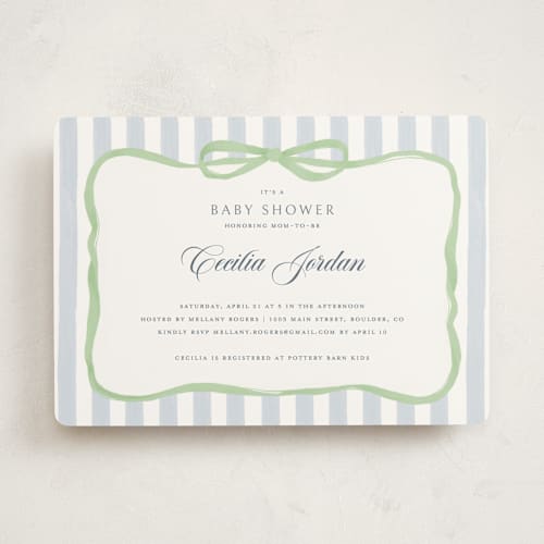 This is a mint baby shower invitations with standard by Pati Cascino called celina printing on signature in standard