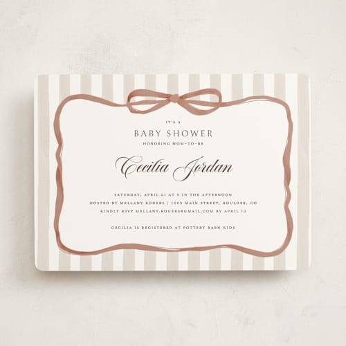 This is a latte baby shower invitations with standard by Pati Cascino called celina printing on signature in standard