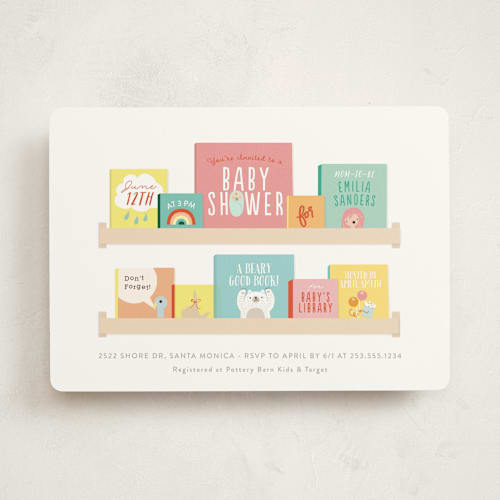 This is a brights baby shower invitations with standard by Itsy Belle Studio called modern book shelf printing on signature in standard