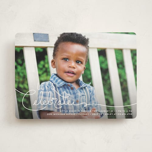 This is a cloud kids birthday invitations with standard by Lehan Veenker called lettered celebration printing on signature in standard