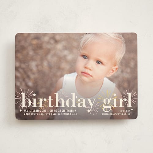 This is a petal kids birthday invitations with standard by Melanie Severin called birthday fireworks printing on signature in standard