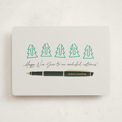 This is a jade business holiday cards with standard by Jessica Yeo called merry paperclips printing on signature in standard