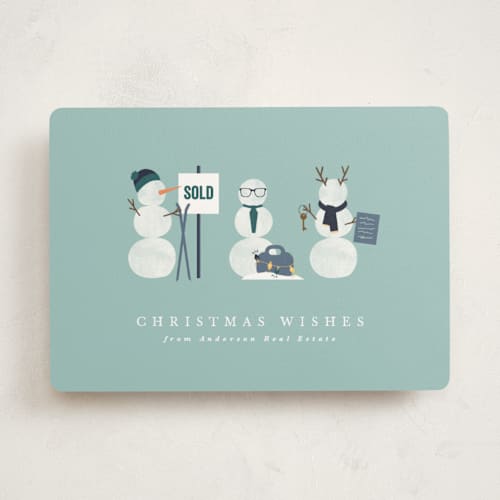 This is a wintermint business holiday cards with standard by Corinne Malesic called real estate buddies printing on signature in standard
