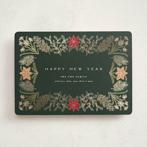 This is a pine foil pressed holiday cards with foil pressed by Amy Kross called paper whites printing on signature in standard