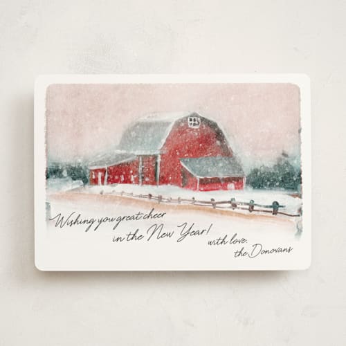 This is a winter rose non photo holiday cards with standard by Lindsay Megahed called old fashioned christmas printing on signature in standard