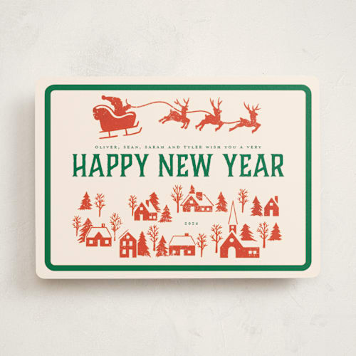This is a holly non photo holiday cards with standard by Teju Reval called retro holiday printing on signature in standard