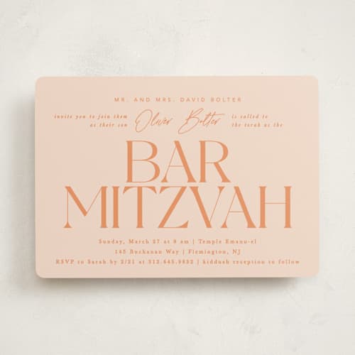 This is a pumpkin bar mitzvah bat mitzvah invitations with standard by Creo Study called modern mitzvah printing on signature in standard