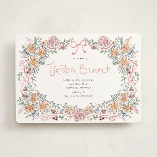 This is a blush party invitations with standard by Tamara Hilje called portofino printing on signature in standard