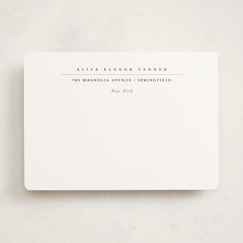 This is a pearl personalized stationery thank you cards with standard by Lori Wemple called address printing on signature in 5x7