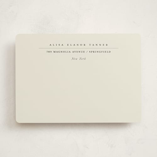 This is a cream personalized stationery thank you cards with standard by Lori Wemple called address printing on signature in 5x7