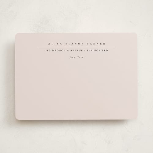 This is a blush personalized stationery thank you cards with standard by Lori Wemple called address printing on signature in 5x7