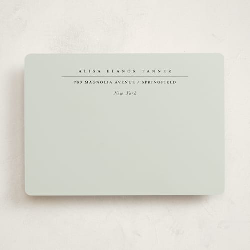 This is a mint personalized stationery thank you cards with standard by Lori Wemple called address printing on signature in 5x7