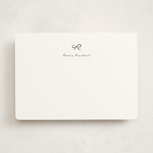 This is a noir personalized stationery thank you cards with standard by Gwen Bedat called lil bow printing on signature in 5x7