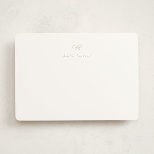 This is a pebble personalized stationery thank you cards with standard by Gwen Bedat called lil bow printing on signature in 5x7