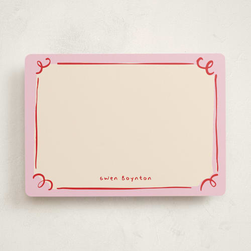 This is a candy personalized stationery thank you cards with standard by Anastasia Makarova called curly corners printing on signature in 5x7