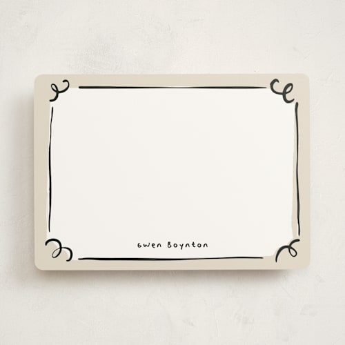 This is a ink personalized stationery thank you cards with standard by Anastasia Makarova called curly corners printing on signature in 5x7