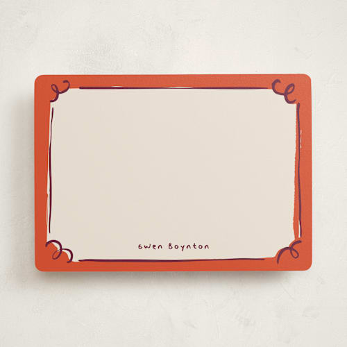 This is a cherry personalized stationery thank you cards with standard by Anastasia Makarova called curly corners printing on signature in 5x7