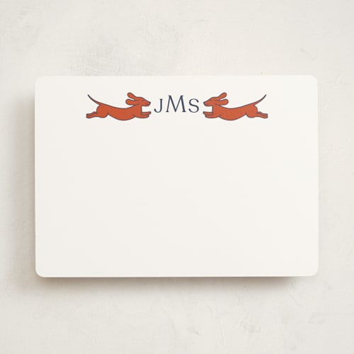 This is a rust personalized stationery thank you cards with standard by Alize Cetintas Kure called follow your noses printing on signature in 5x7