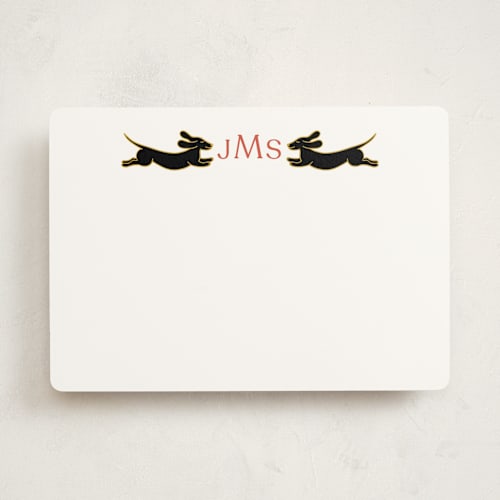 This is a midnight personalized stationery thank you cards with standard by Alize Cetintas Kure called follow your noses printing on signature in 5x7