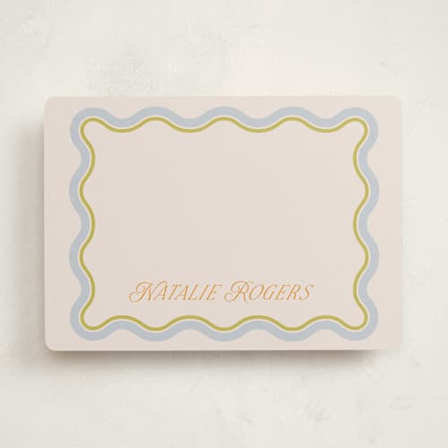This is a lemongrass personalized stationery thank you cards with standard by Everett Paper Goods called squiggled printing on signature in 5x7
