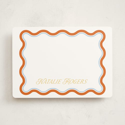 This is a tomato personalized stationery thank you cards with standard by Everett Paper Goods called squiggled printing on signature in 5x7