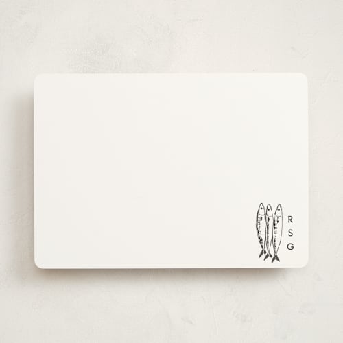 This is a ink personalized stationery thank you cards with standard by Megan Davis called sardines printing on signature in 5x7