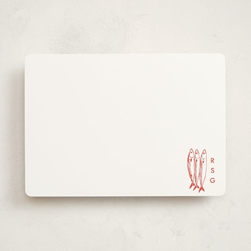 This is a tomato personalized stationery thank you cards with standard by Megan Davis called sardines printing on signature in 5x7