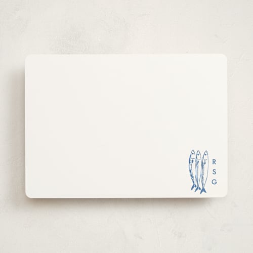 This is a tide personalized stationery thank you cards with standard by Megan Davis called sardines printing on signature in 5x7