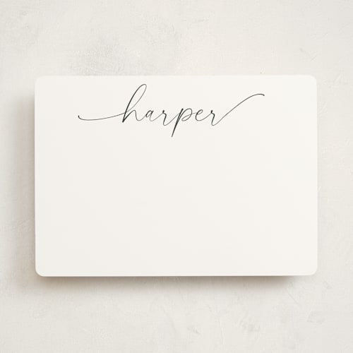 This is a ink personalized stationery thank you cards with standard by Susan Asbill called flourish printing on signature in 5x7