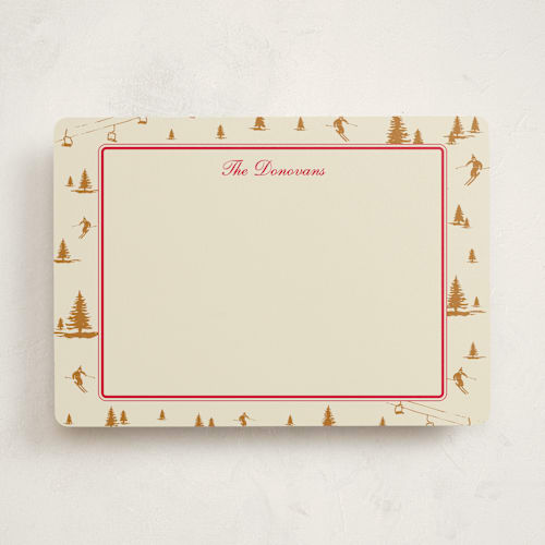 This is a caramel personalized stationery thank you cards with standard by Jen Ramsey called ski time printing on signature in 5x7