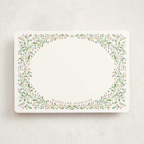 This is a evergreen berry personalized stationery thank you cards with standard by Kamala Nahas called botanical border printing on signature in 5x7
