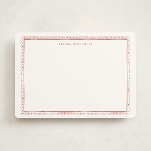 This is a peach personalized stationery thank you cards with standard by Pati Cascino called forli printing on signature in 5x7