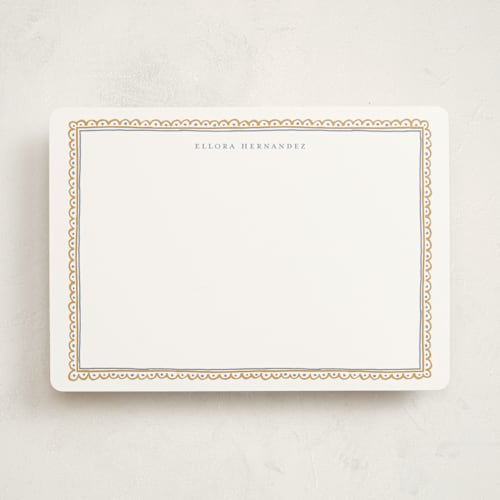 This is a mustard personalized stationery thank you cards with standard by Pati Cascino called forli printing on signature in 5x7