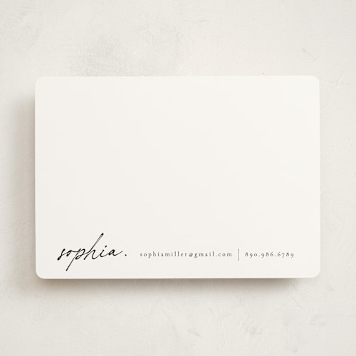 This is a noir personalized stationery thank you cards with standard by Ana de Sousa called minimalist note printing on signature in 5x7