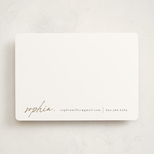 This is a chardonnay personalized stationery thank you cards with standard by Ana de Sousa called minimalist note printing on signature in 5x7