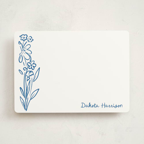 This is a cornflower personalized stationery thank you cards with standard by Jenna Holcomb called wildflower note printing on signature in 5x7