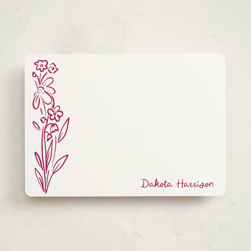 This is a orchid personalized stationery thank you cards with standard by Jenna Holcomb called wildflower note printing on signature in 5x7