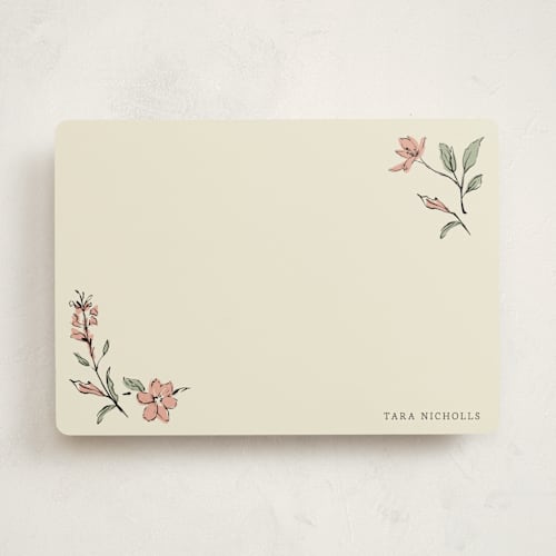 This is a coral personalized stationery thank you cards with standard by RachelYaej called elegant floral stationery printing on signature in 5x7