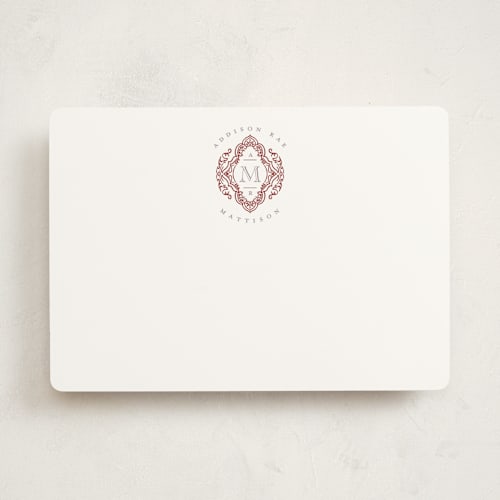 This is a mulberry personalized stationery thank you cards with standard by Jenna Holcomb called stamped printing on signature in 5x7